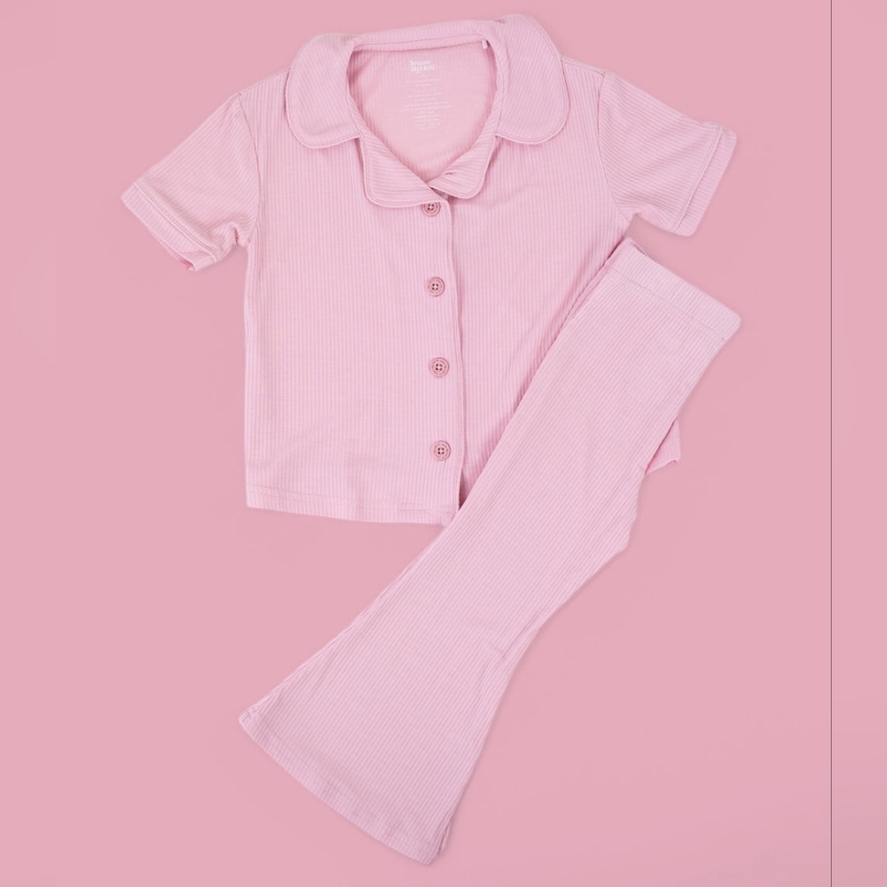 Kids Pink Pajama Set PINK ROSE DREAM GIRL'S FLARE SET